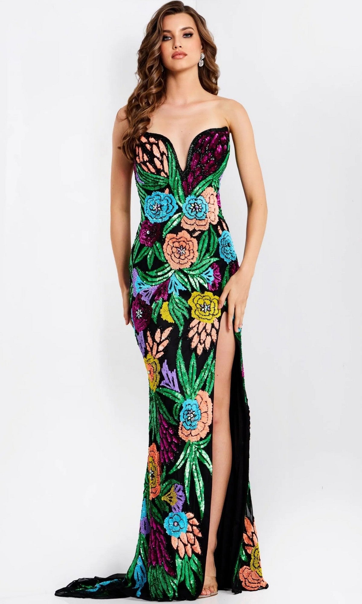 Black/Multi Jovani Long Formal Gown 49234