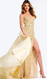 Off White/Nude Jovani Long Formal Dress 49255 - Image