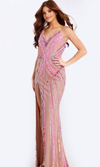 Pink Multi Jovani Long Formal Dress 49265 - Image