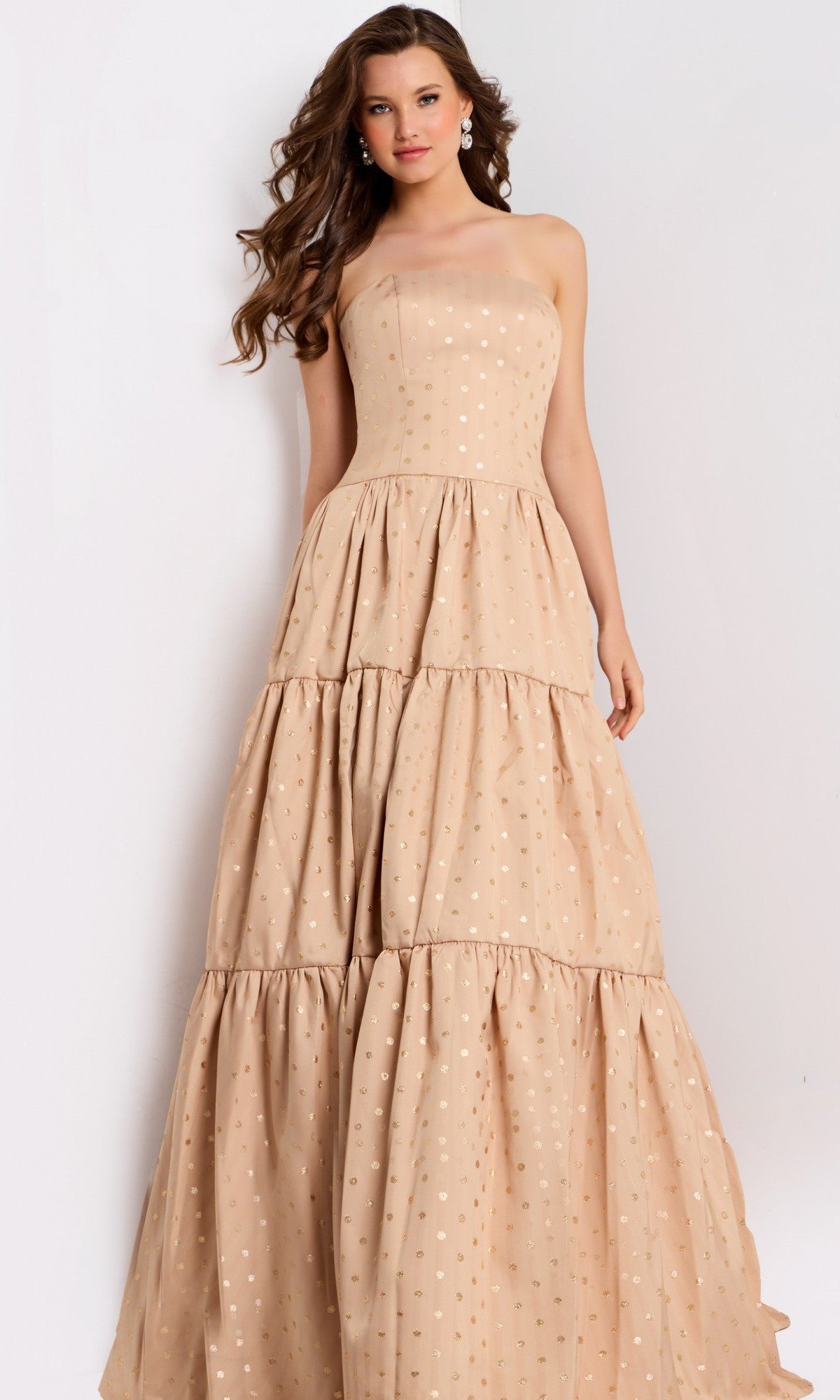 Gold/Gold Jovani Long Formal Dress 49341 - Image