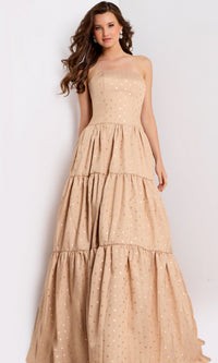 Gold/Gold Jovani Long Formal Dress 49341 - Image