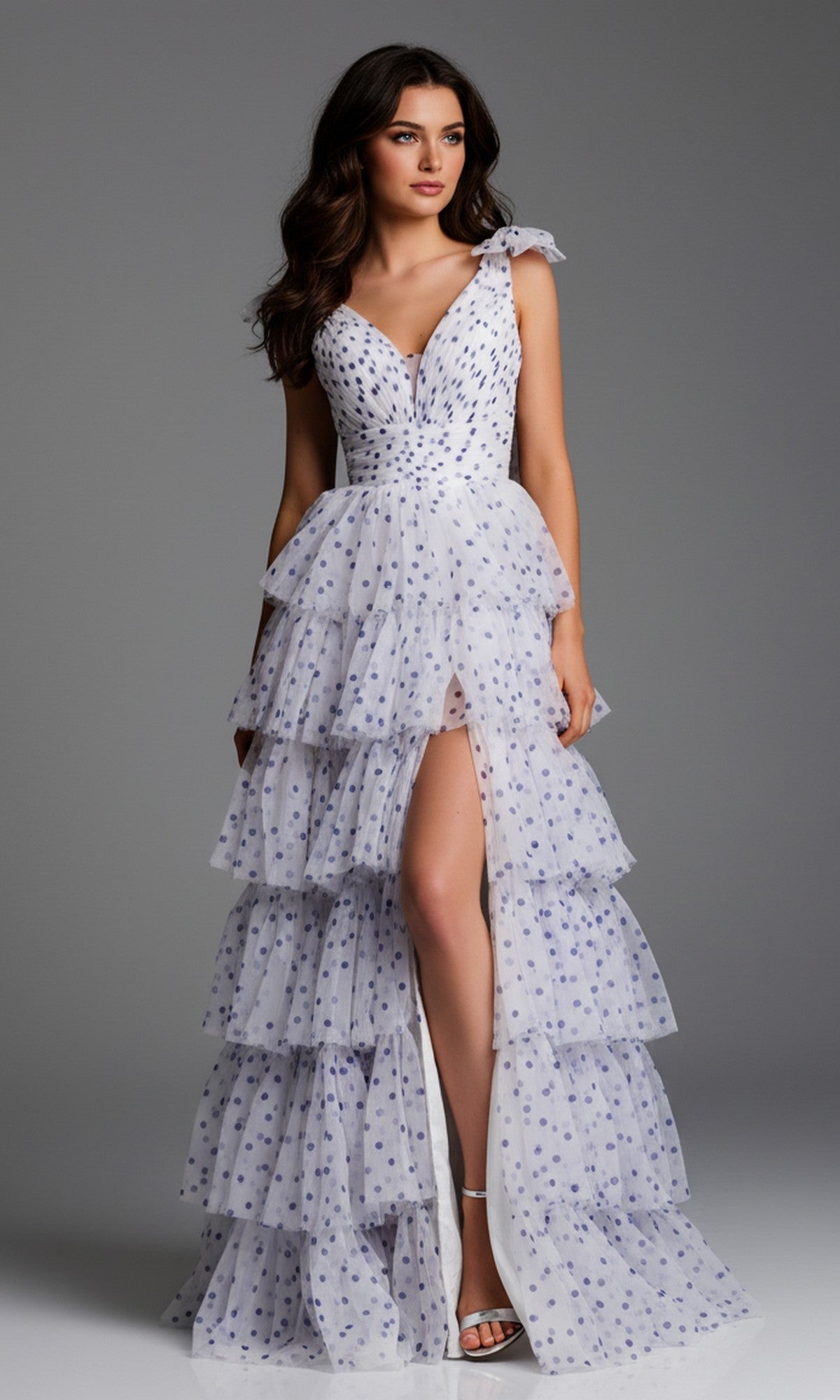 Off White/Purple Jovani Long Formal Dress 49358 - Image