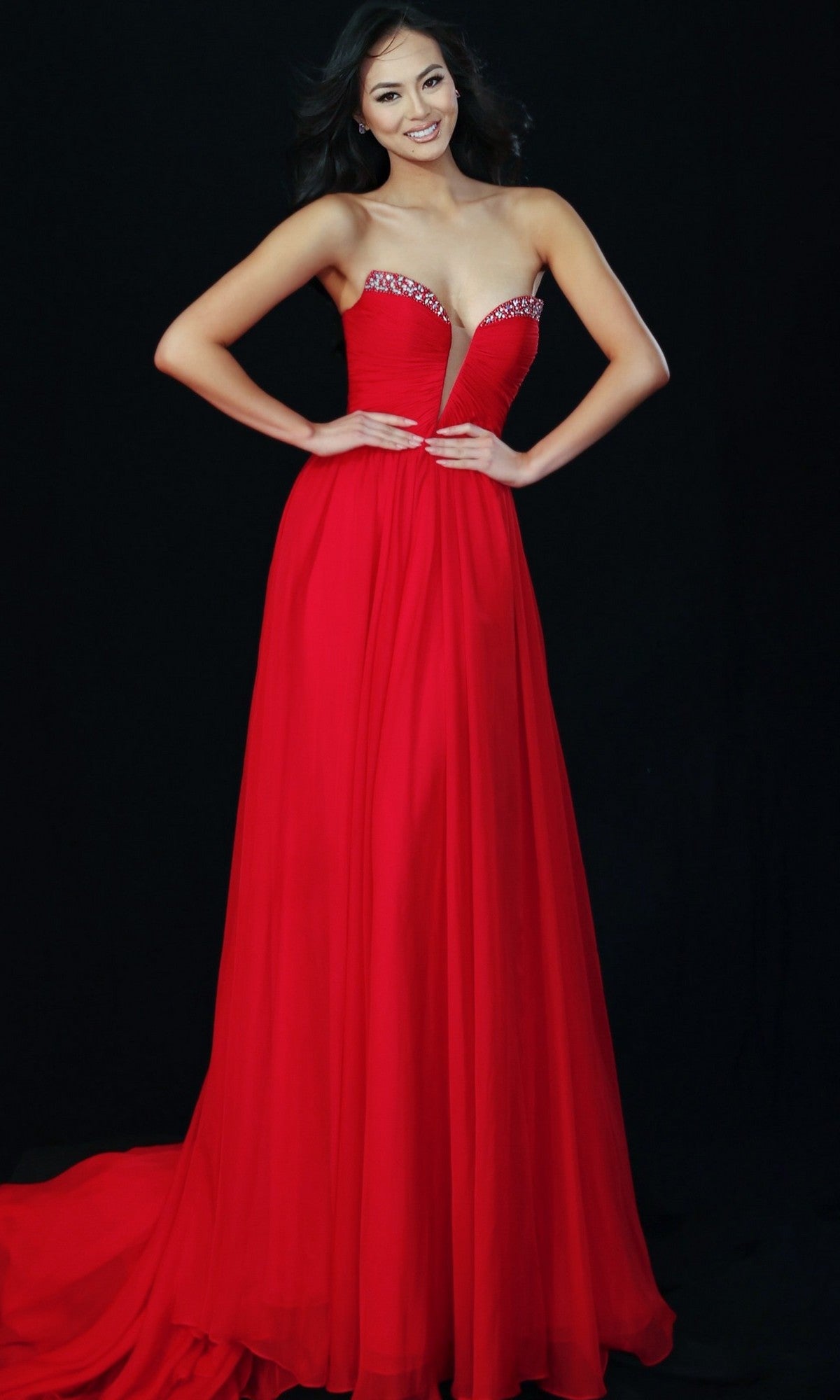 Red Jovani Long Formal Dress 49422 - Image