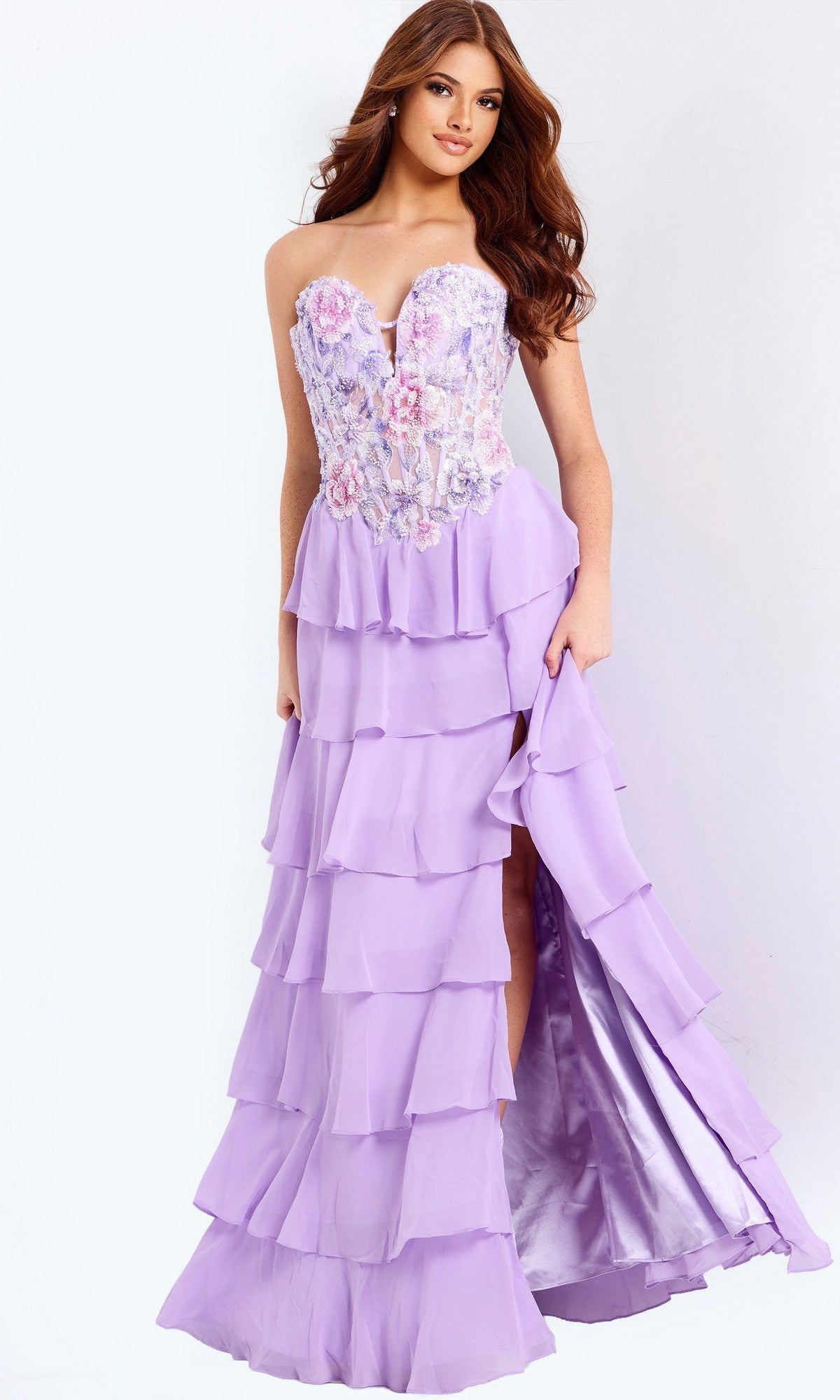 Lilac Jovani Long Formal Dress 49628 - Image