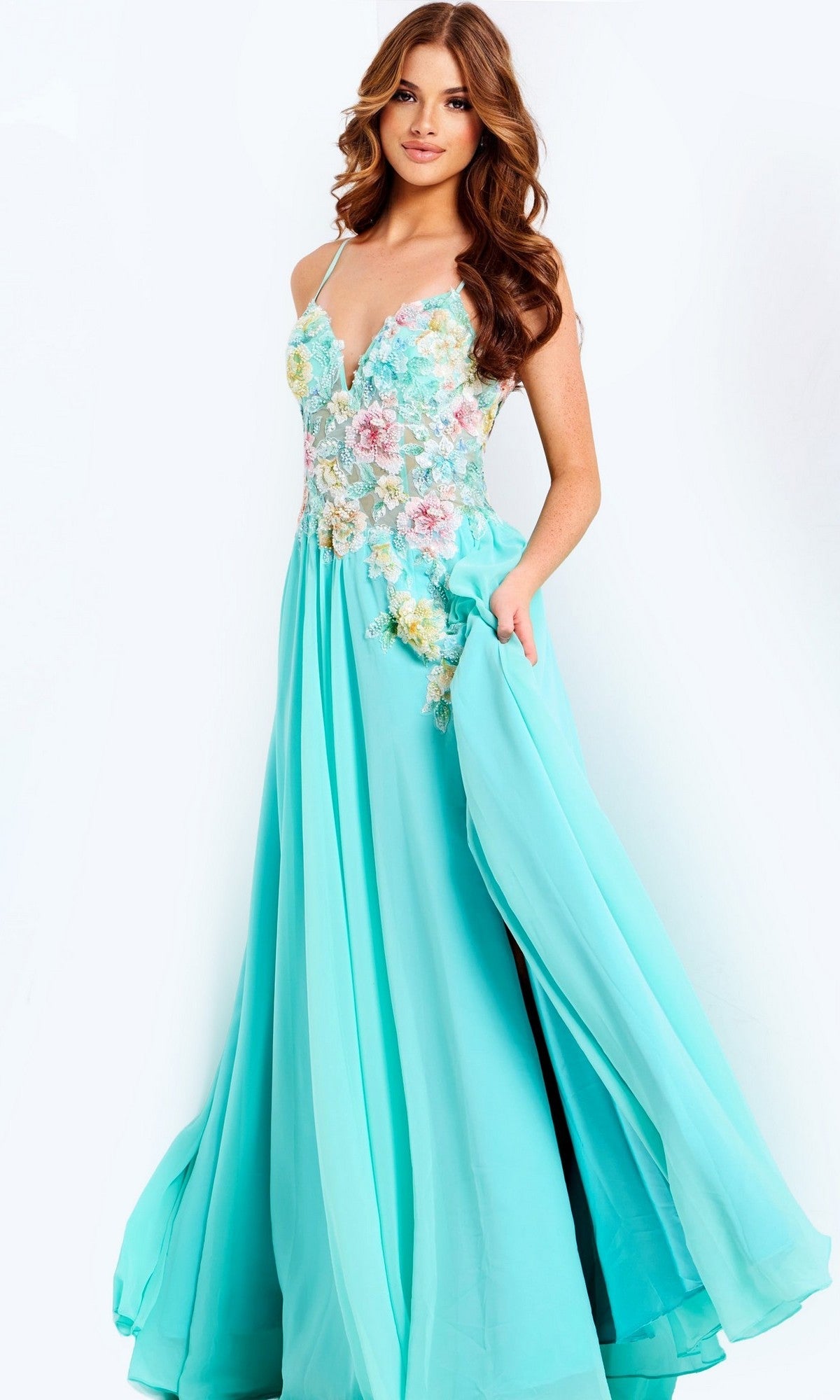 Aqua Jovani Long Formal Dress 49633 - Image