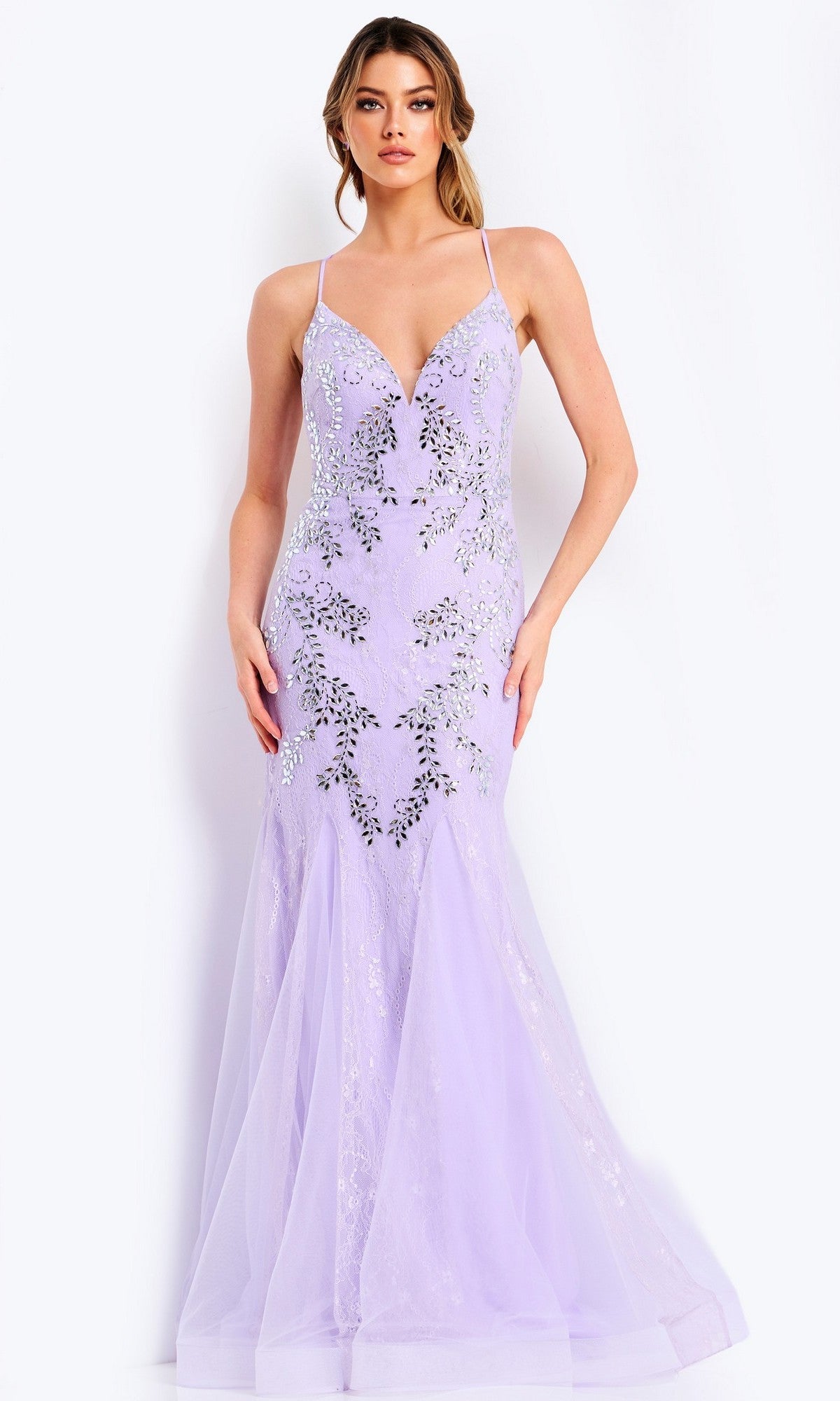 Lilac/Silver Jovani Long Formal Dress 49660 - Image