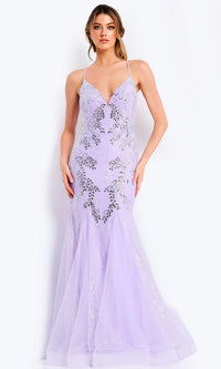 Lilac/Silver Jovani Long Formal Dress 49660 - Image