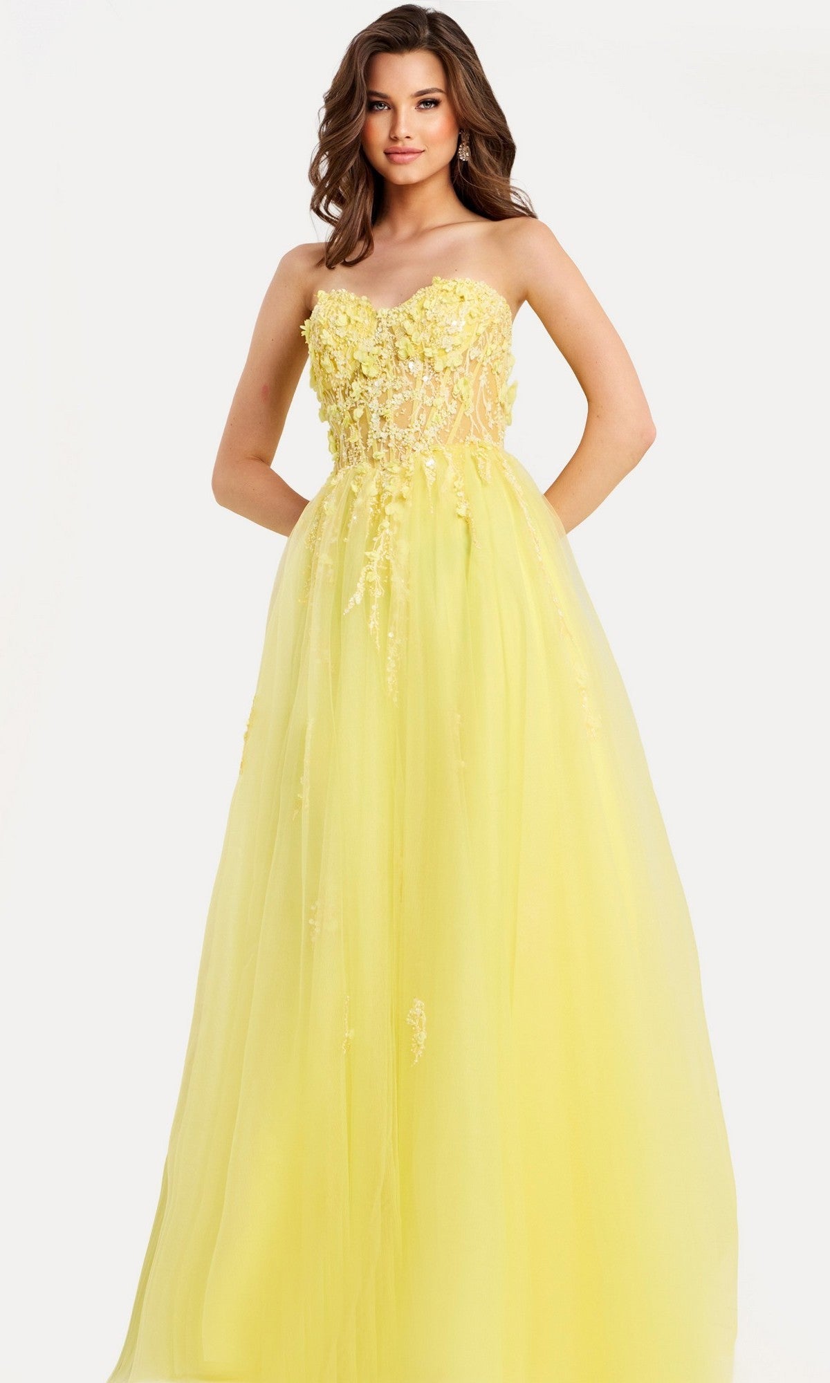 Yellow Jovani Long Formal Dress 49704 - Image