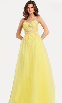 Yellow Jovani Long Formal Dress 49704 - Image