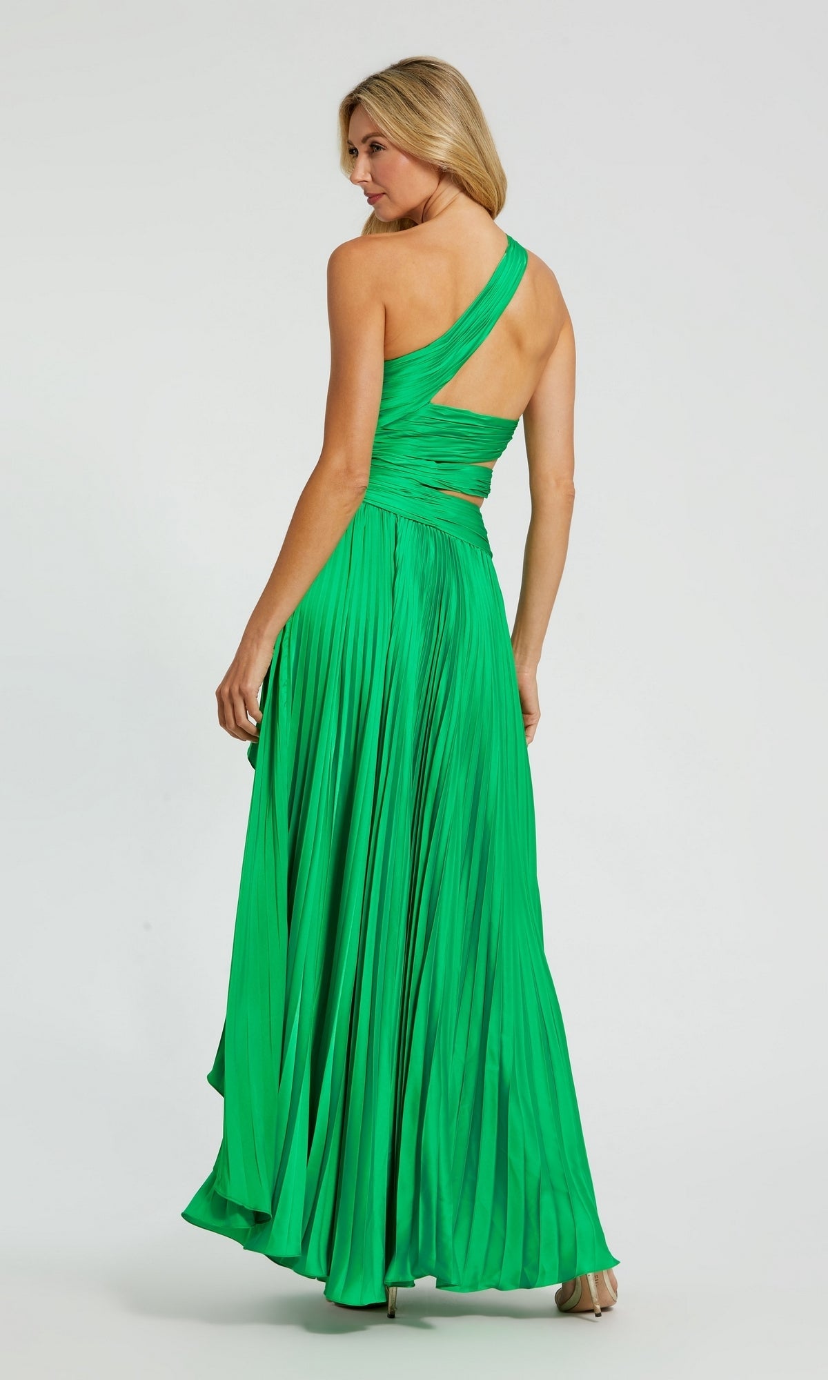 Mac Duggal One-Shoulder Pleated Charmeuse Gown - Green Mac Duggal One-Shoulder Pleated Charmeuse Gown - Green