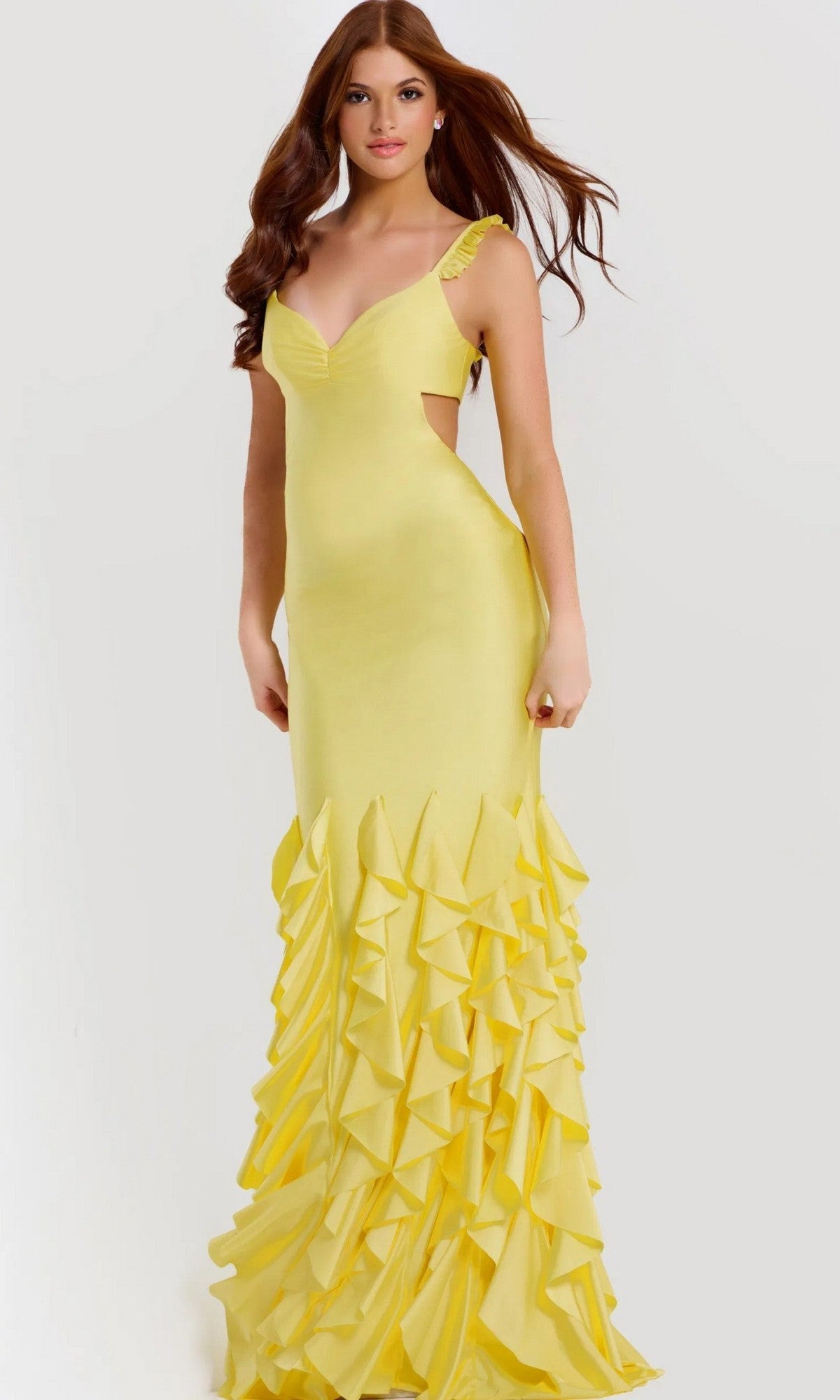 Yellow Jovani Long Formal Dress 49897 - Image