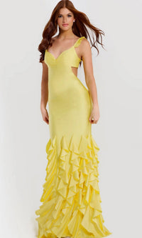 Yellow Jovani Long Formal Dress 49897 - Image