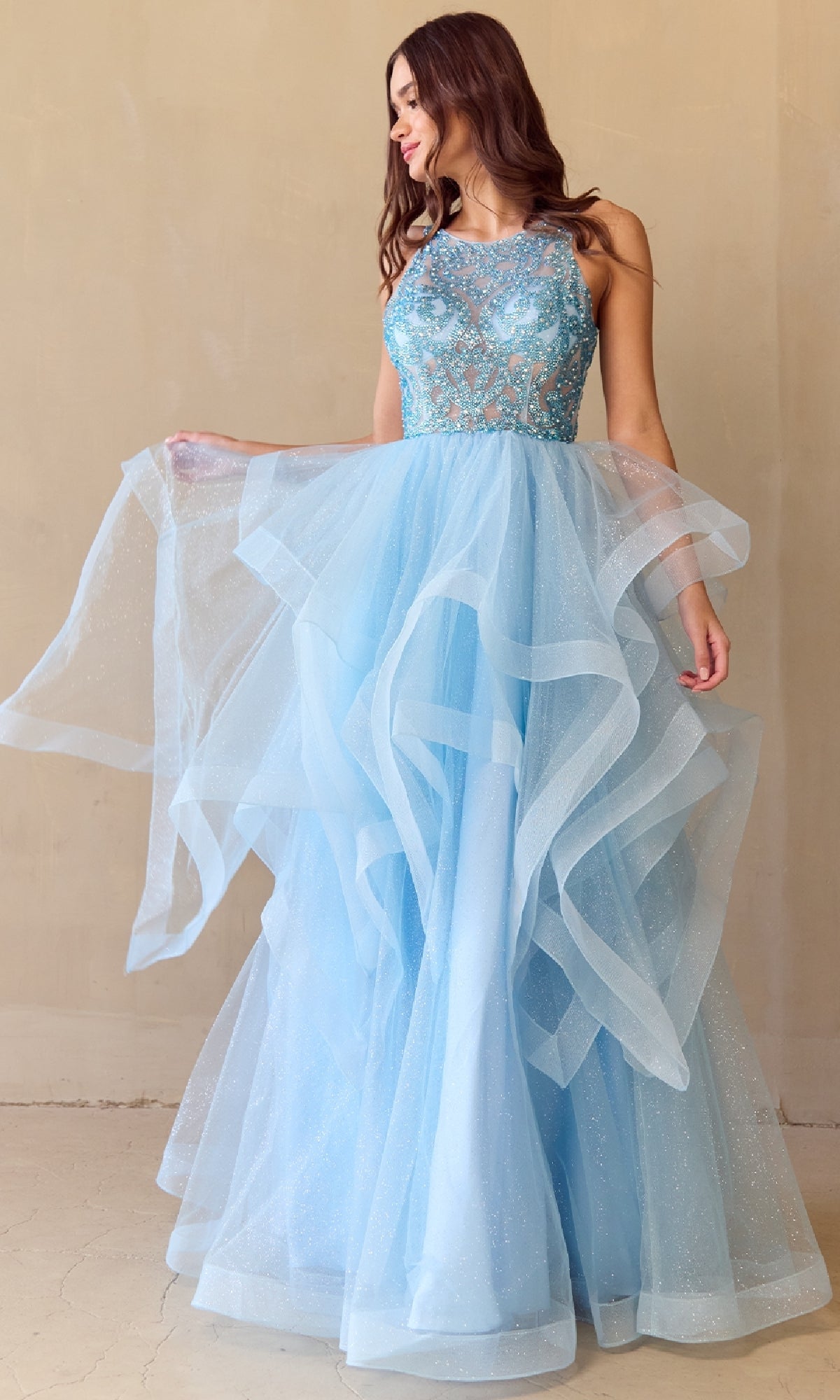 Turquoise Amelia Couture Long Prom Dress 5066