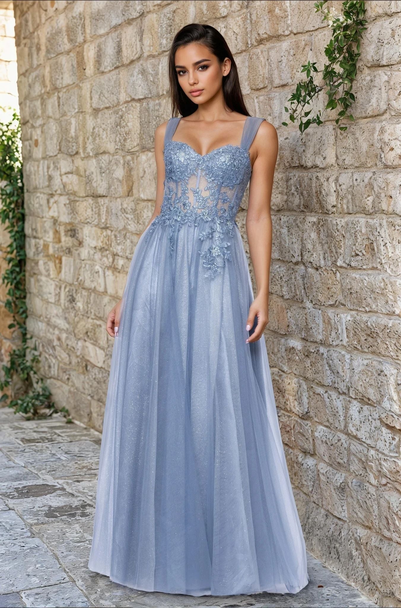 Blondie Nites 5311BN Long Prom Dress Slate / 0 Blondie Nites 5311BN Long Prom Dress Slate / 0