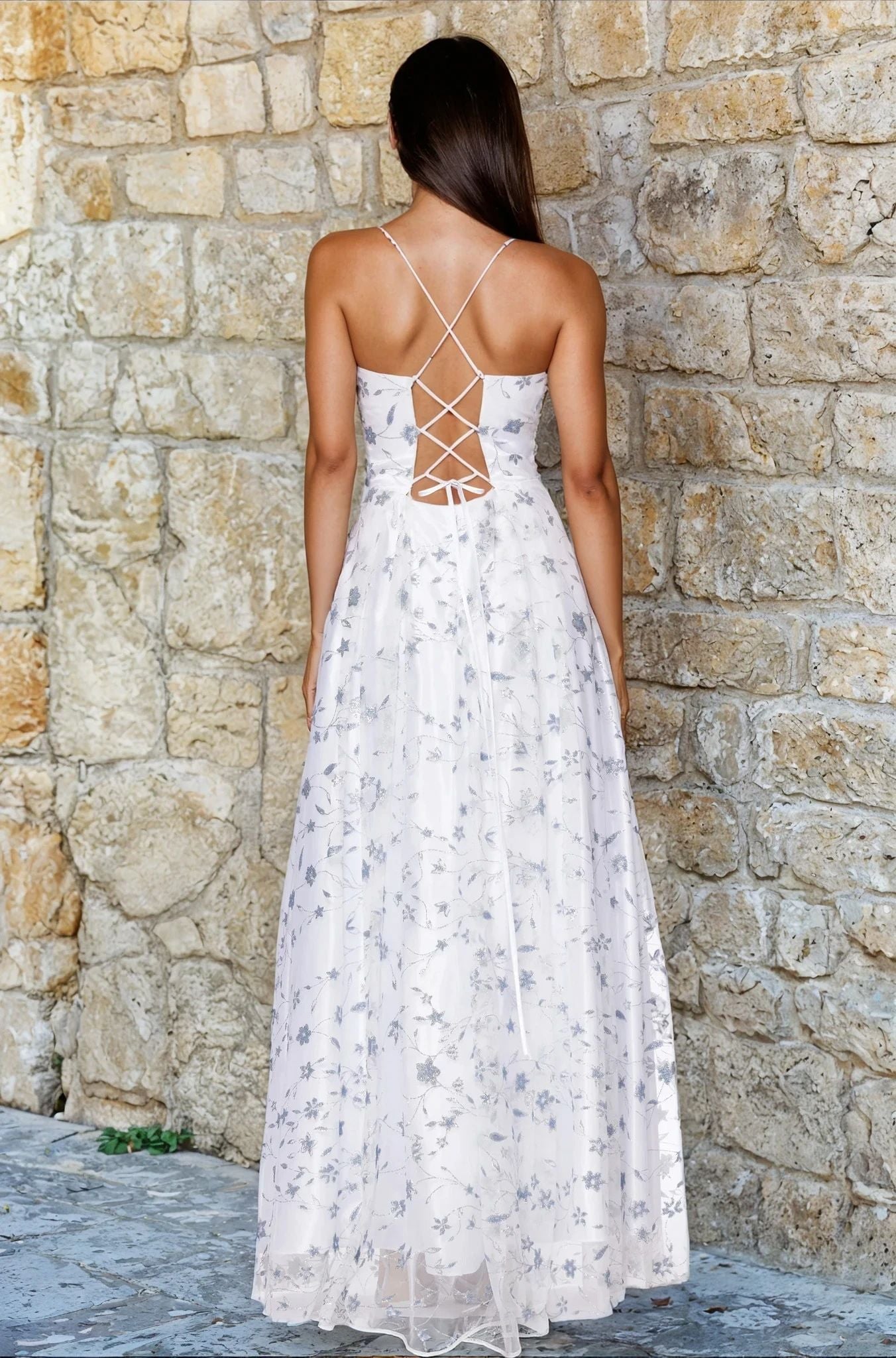 Long Formal Dress 5317bn by Blondie Nites Ivory/Peri / 15 Long Formal Dress 5317bn by Blondie Nites Ivory/Peri / 15