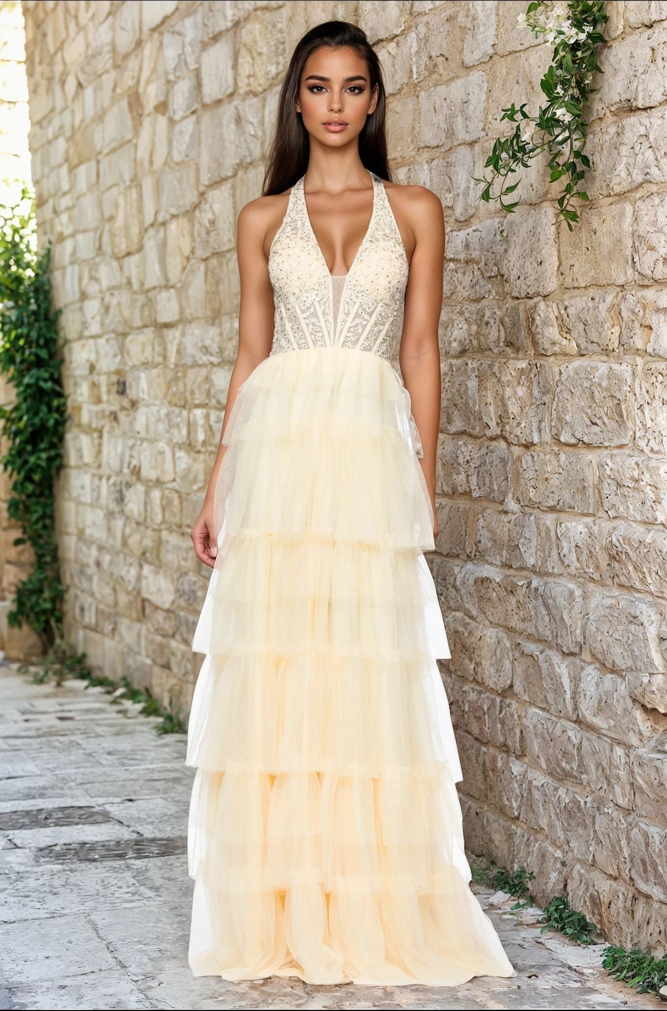 Long Formal Dress 5349bn by Blondie Nites Yellow / 11 Long Formal Dress 5349bn by Blondie Nites Yellow / 11