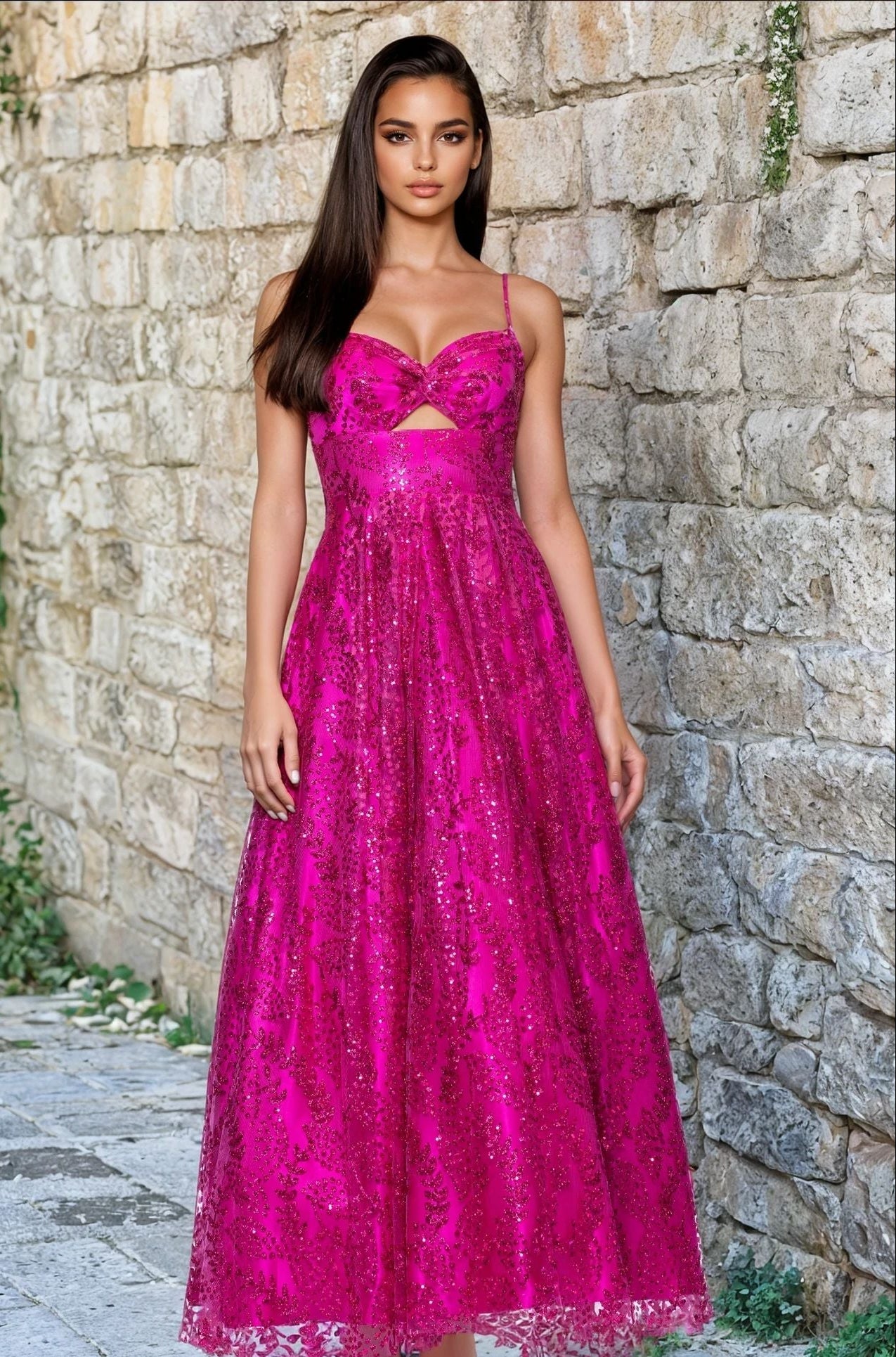 Hot Pink Blondie Nites Long Formal Dress 5362bn