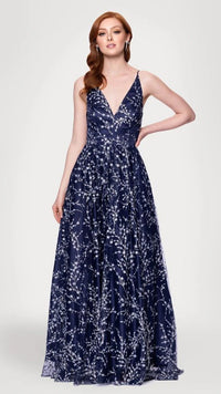 Navy/Periwinkle Blondie Nites Long Prom Dress 5386BN