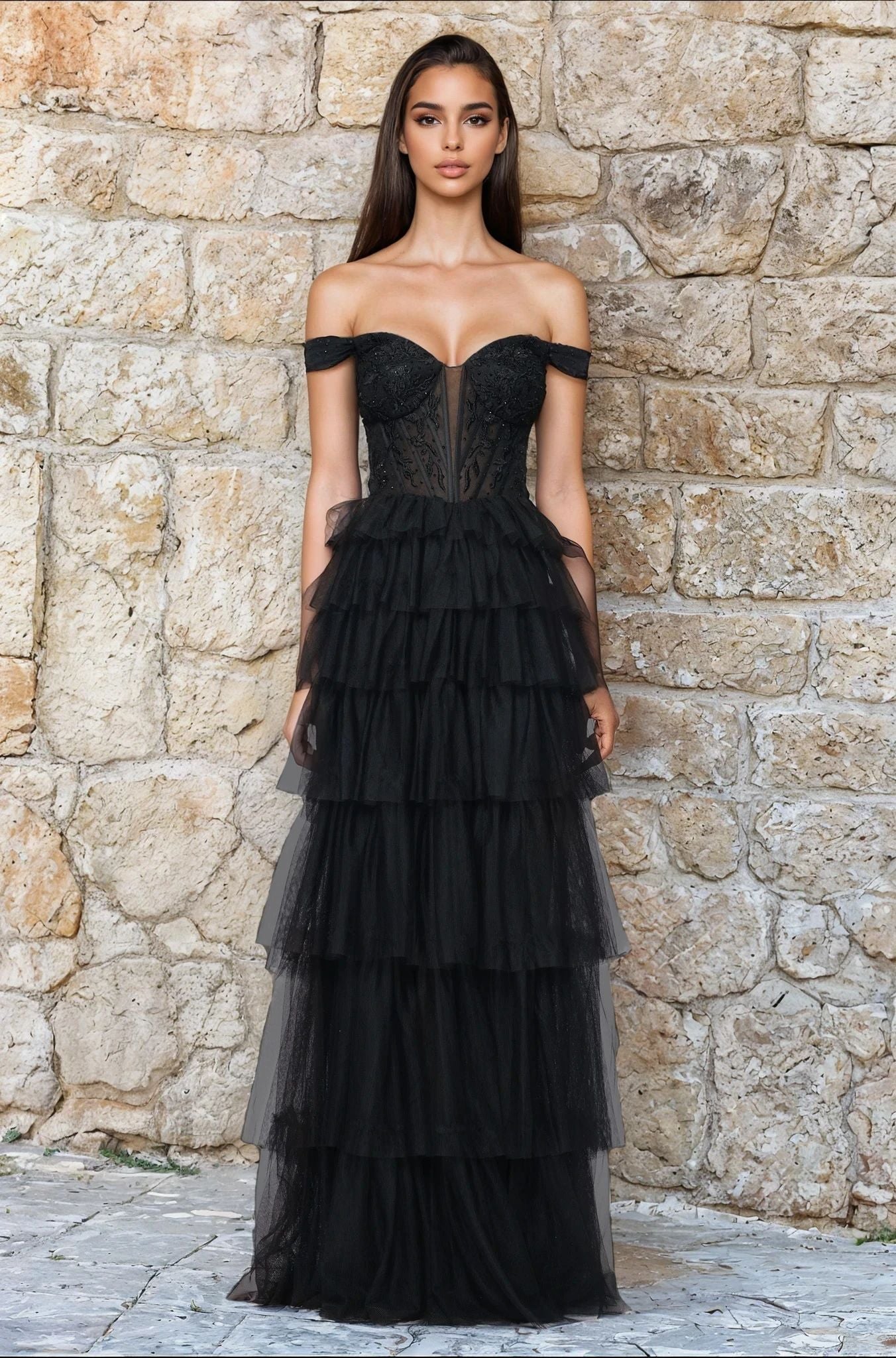 Black Blondie Nites Long Formal Dress 5390bn