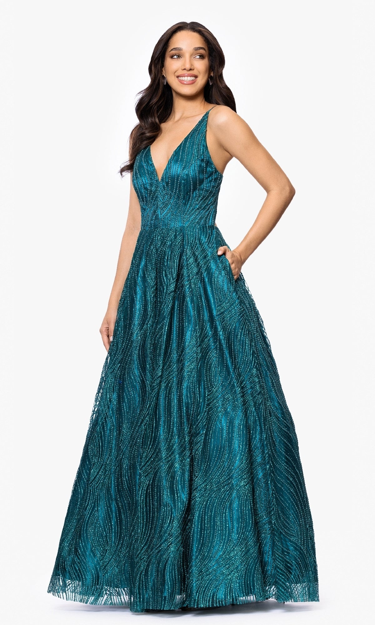 Long Formal Dress 5406bn by Blondie Nites Teal / 1 Long Formal Dress 5406bn by Blondie Nites Teal / 1