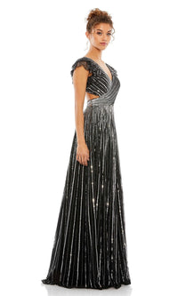 Black Silver Mac Duggal Long Formal Dress 5568