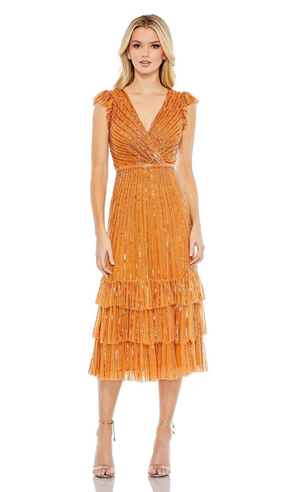 Burnt Orange Mac Duggal Short Party Dress 5585
