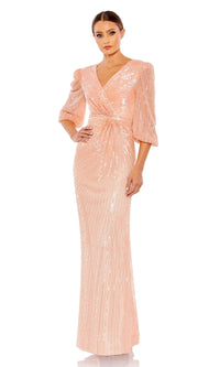 Peach Mac Duggal Long Formal Dress 5614