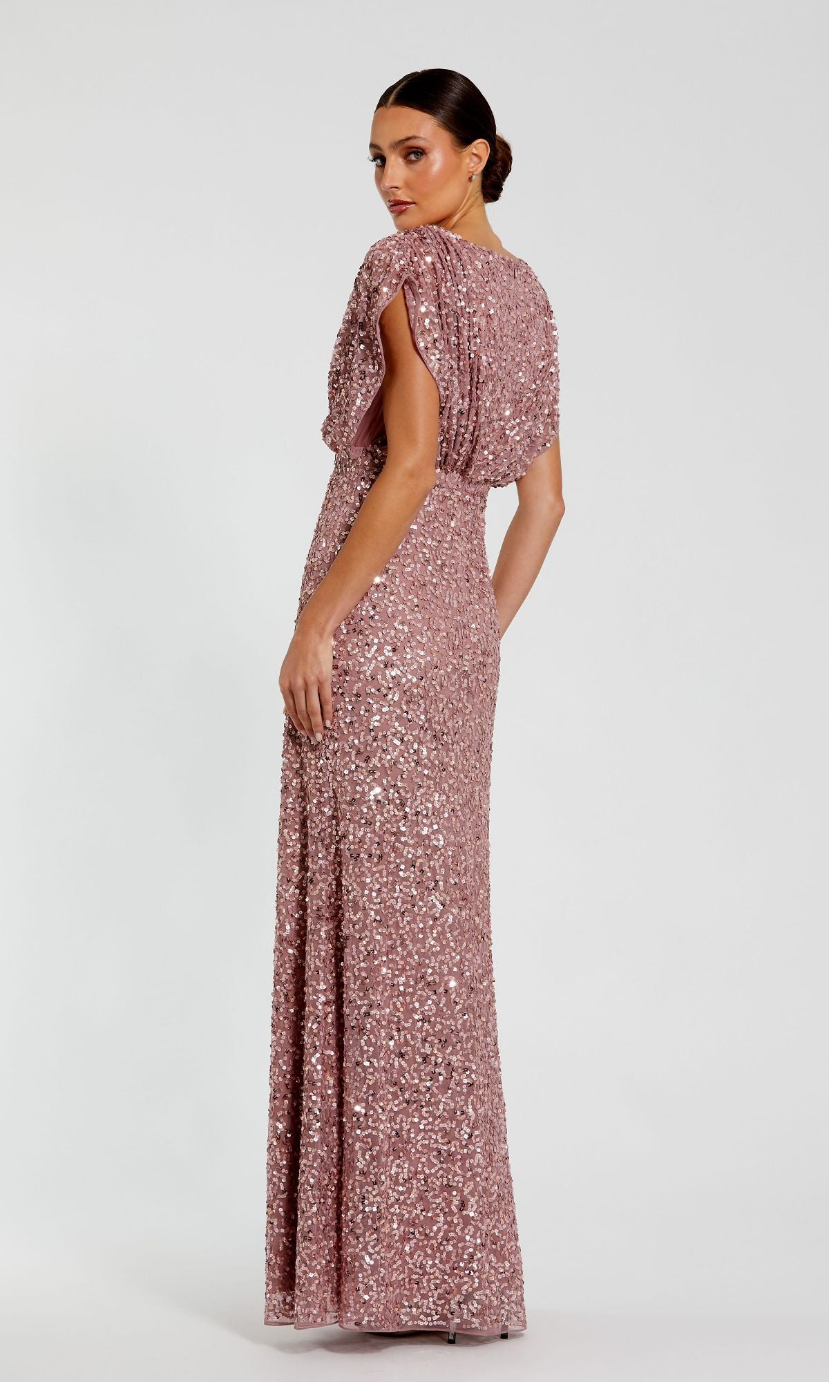 Red Draped Sleeve V Neck Gown - Mac Duggal US 20 Red Draped Sleeve V Neck Gown - Mac Duggal US 20