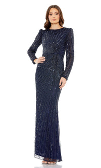 Navy Mac Duggal Long Formal Dress 5641