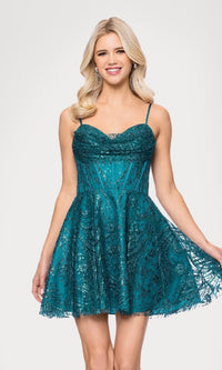 Teal Blondie Nites Short Homecoming Dress 5713BN