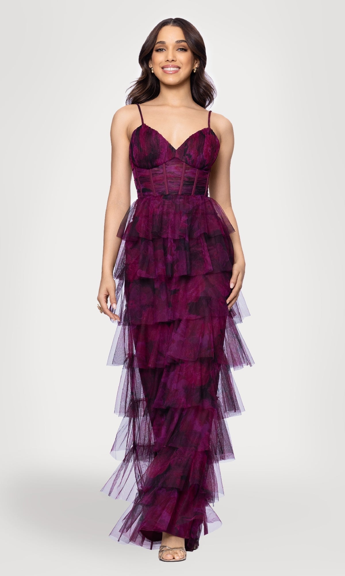 Wine/Multi Blondie Nites Long Formal Dress 5778BN