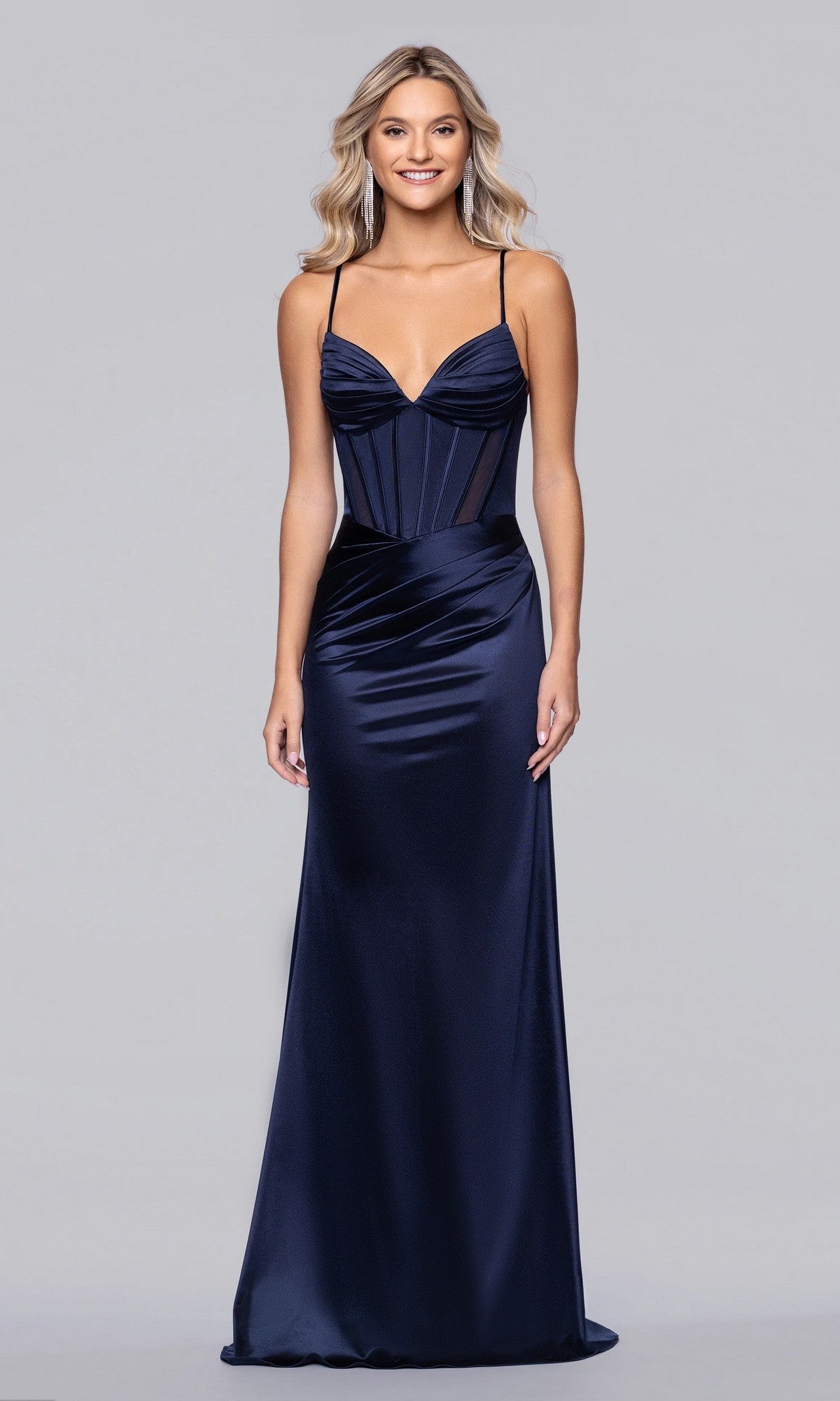 Navy Blondie Nites Long Prom Dress 6014BN