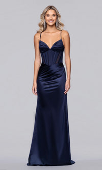 Navy Blondie Nites Long Prom Dress 6014BN