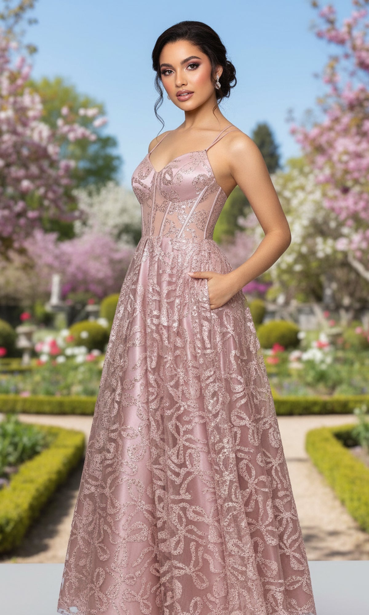 Blondie Nites Long Prom Dress 6056BN