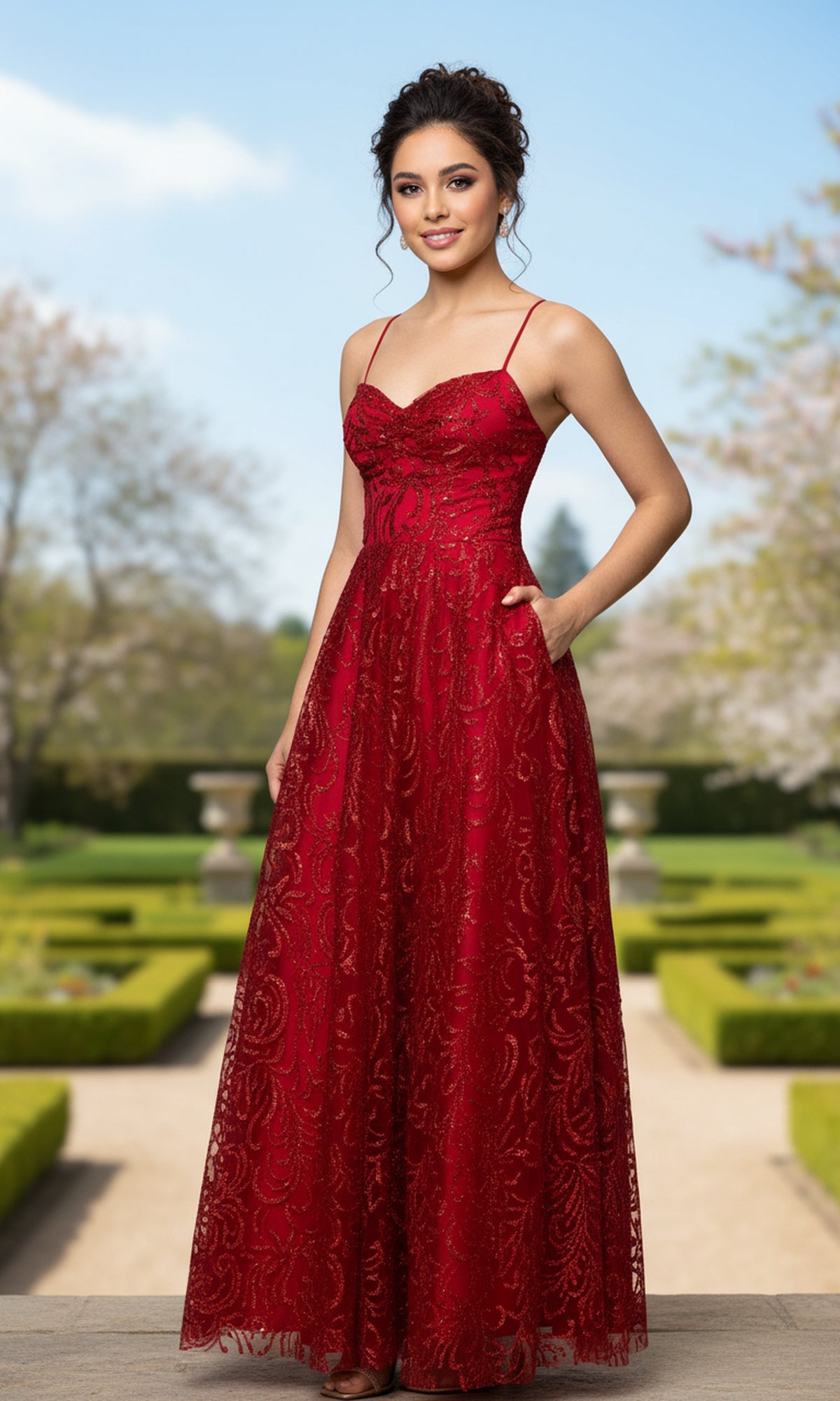 Red Blondie Nites Long Prom Dress 6101BN