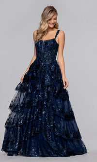 Navy Blondie Nites Long Prom Dress 6126BN