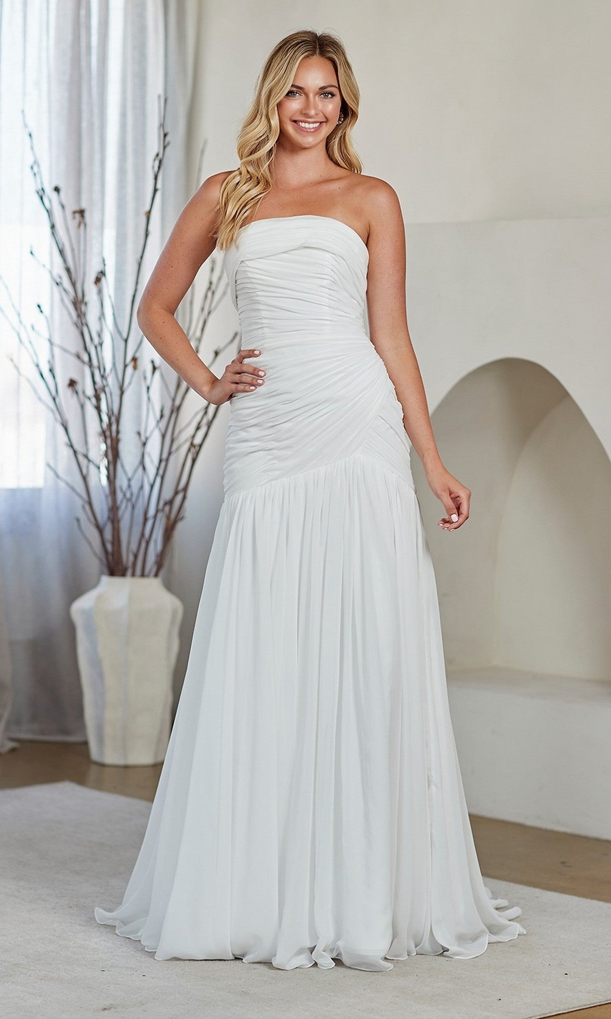 White Amelia Couture Long Formal Dress 6132