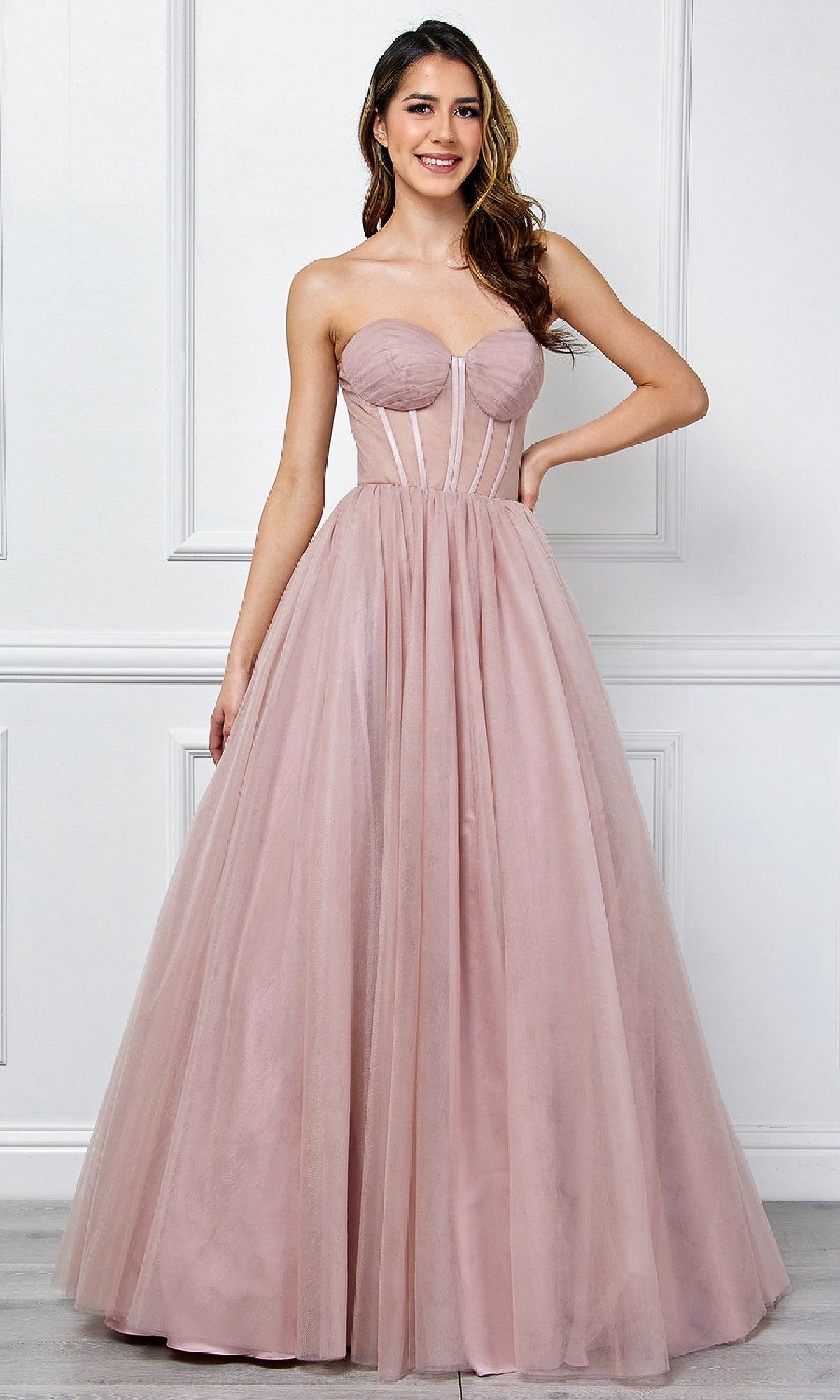 Dusty Rose Amelia Couture Long Prom Dress 6202