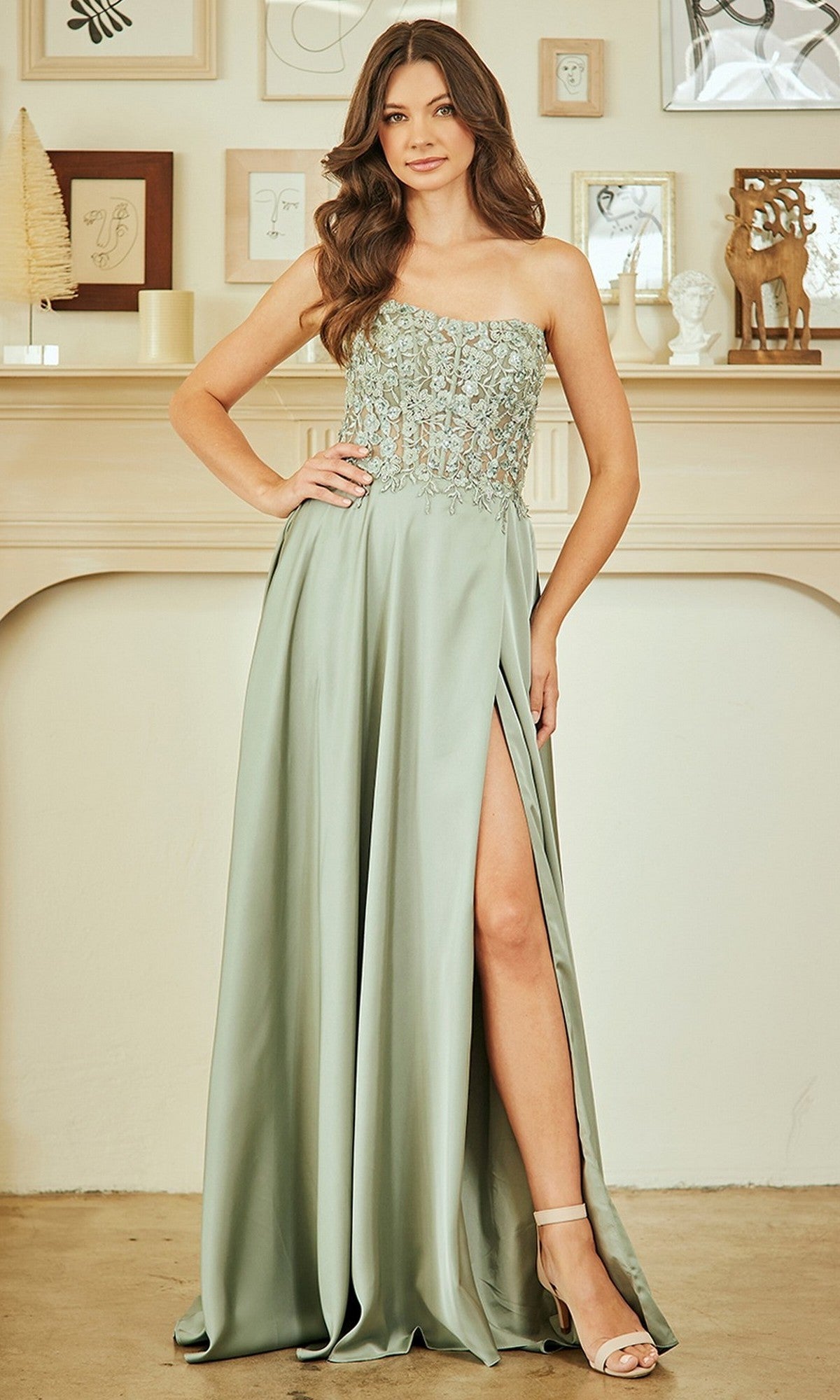Sage Amelia Couture Long Prom Dress 6204