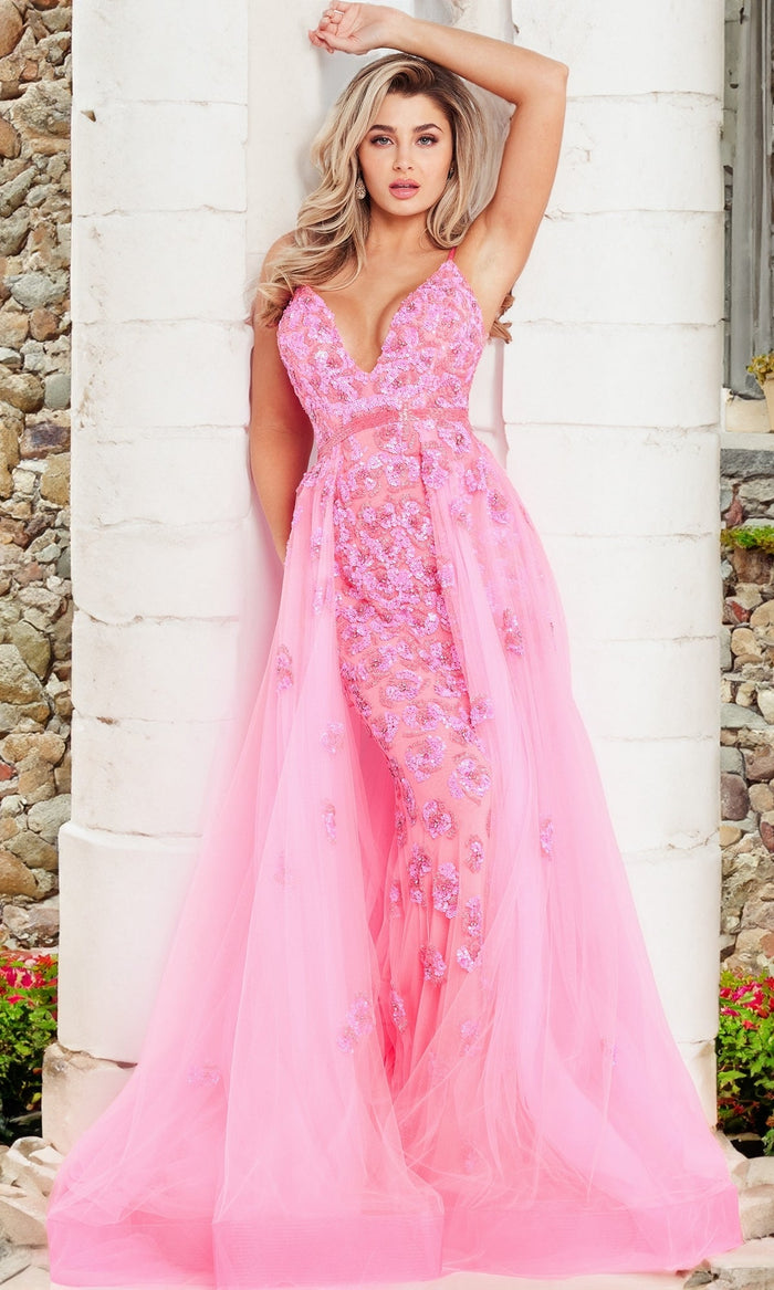 Hot Pink/Hot Pink Formal Long Dress 62929 by Jovani