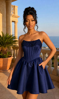 Navy Blondie Nites Short Homecoming Dress 6377BN