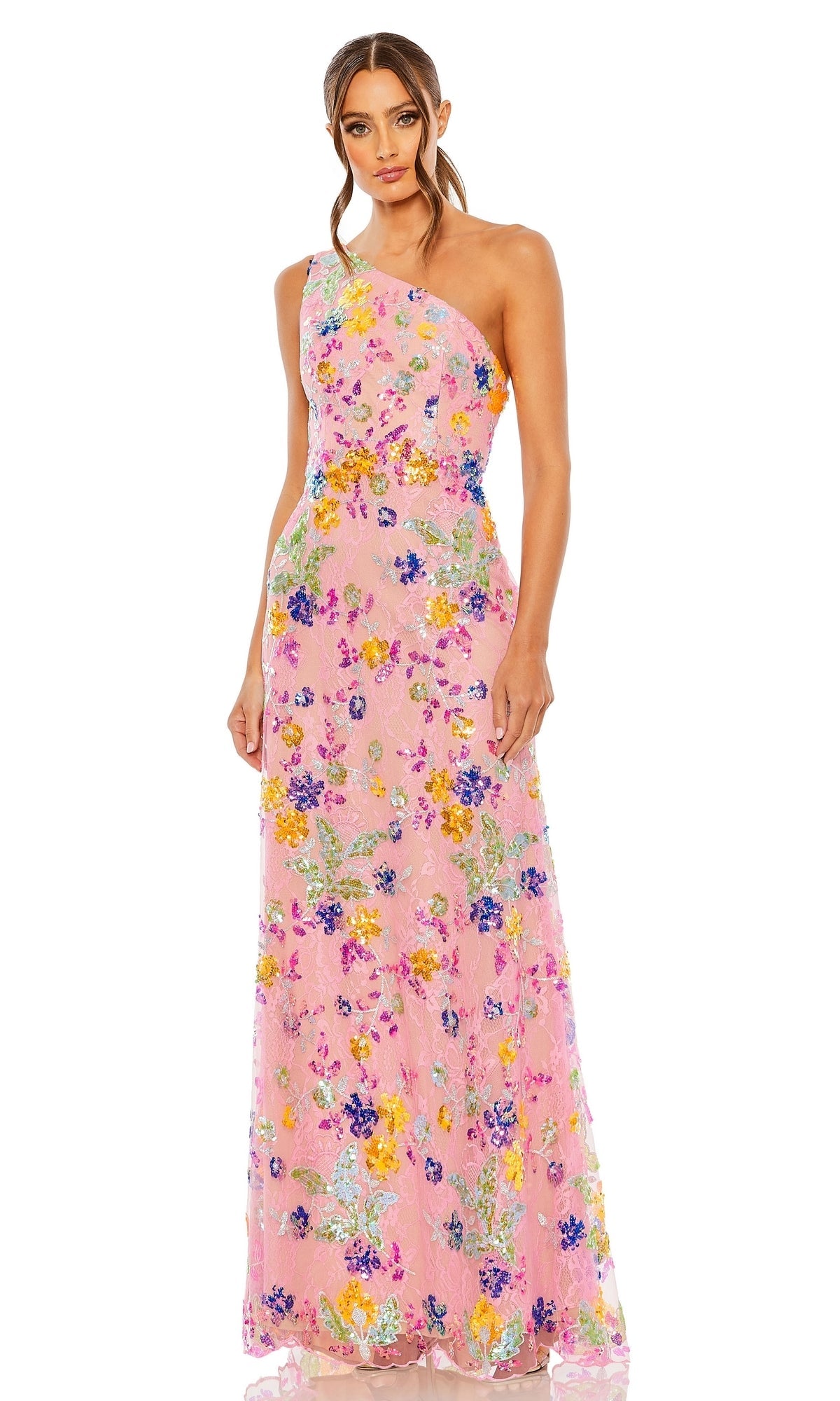 Pink Multi Mac Duggal Long Formal Dress 68515
