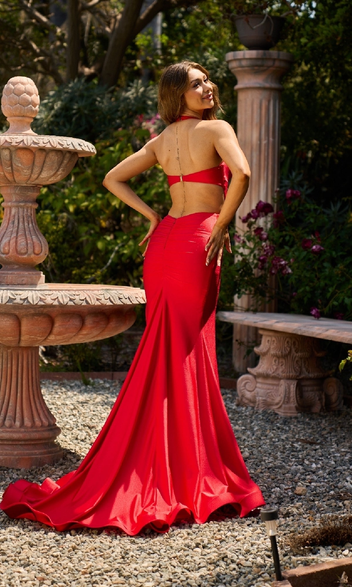 Atria 7034H Elegant Stretch Jersey Mermaid Evening Gown M / Cherry Atria 7034H Elegant Stretch Jersey Mermaid Evening Gown M / Cherry