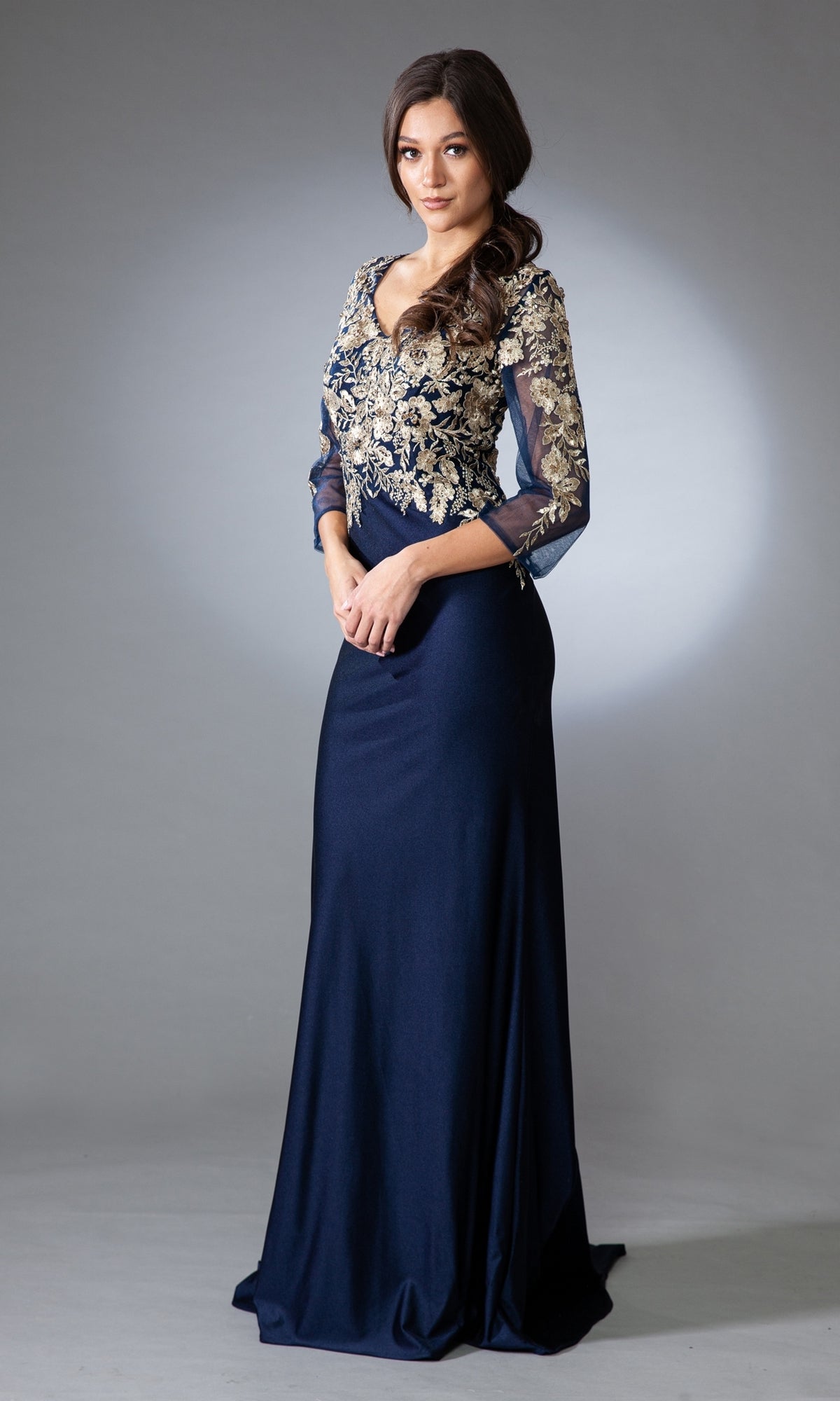 Long Formal Dress 7039 by Amelia Couture Navy / 24 Long Formal Dress 7039 by Amelia Couture Navy / 24