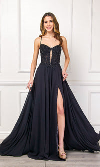 Black Amelia Couture Long Prom Dress 7066
