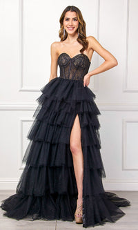 Black Amelia Couture Long Prom Dress 7067