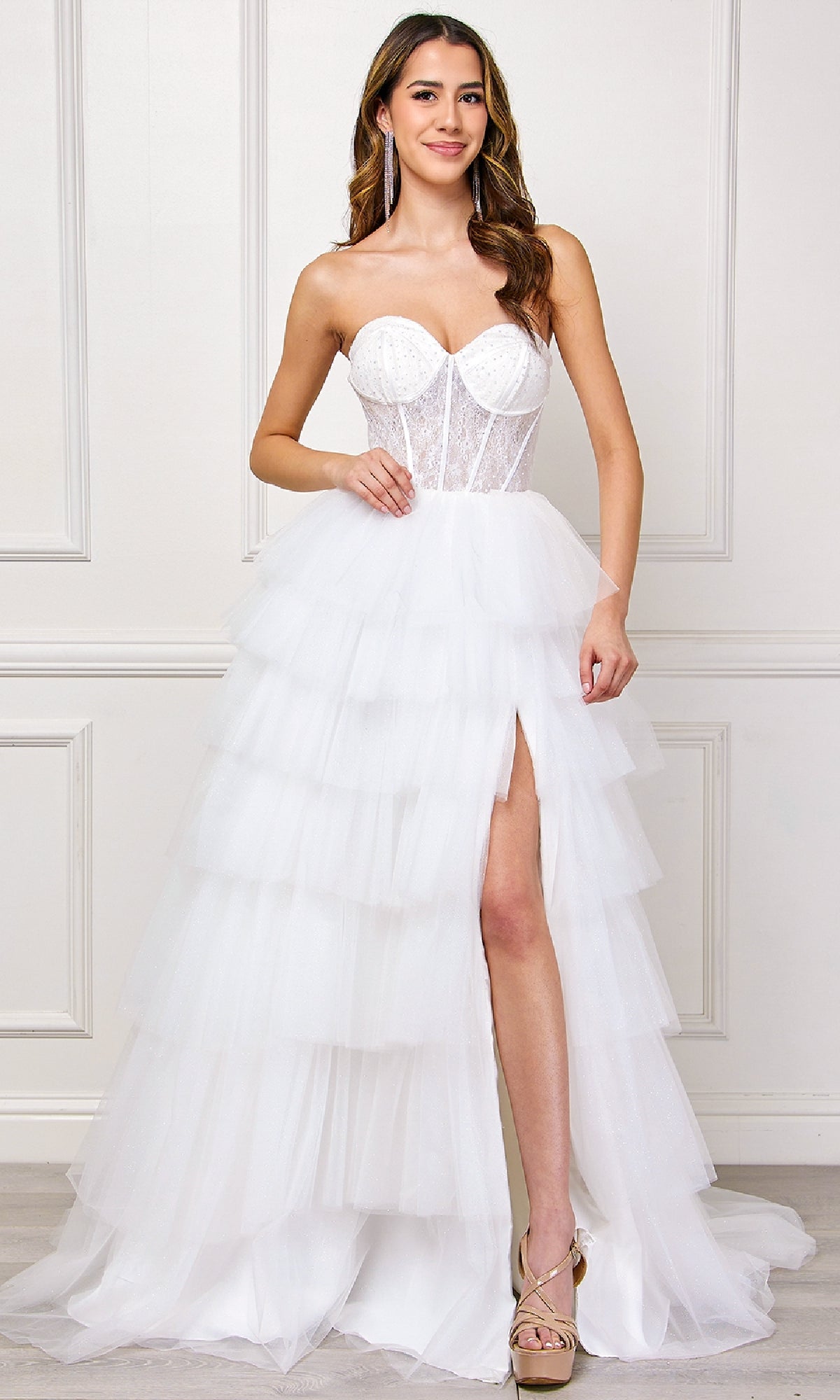 White Amelia Couture Long Prom Dress 7067