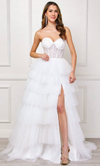 White Amelia Couture Long Prom Dress 7067