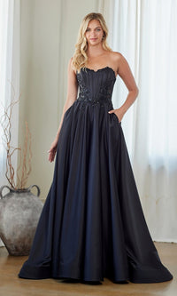 Black Amelia Couture Long Prom Dress 7093