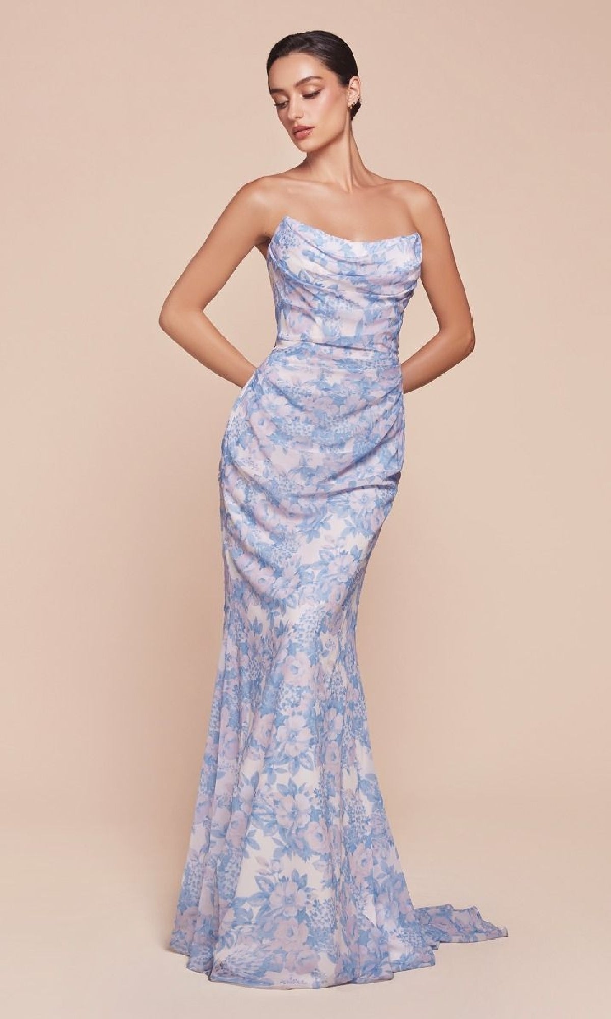 Blue Ladivine Long Formal Dress 7445